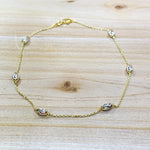 Two-Tone Ball Sterling Silver Chain Anklet