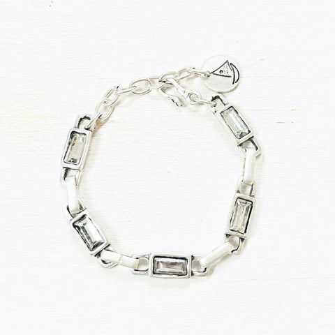 Fashion Rectangle Clear Stone Link Bracelet
