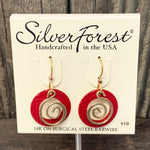 Red and Gold Swirl Earrings