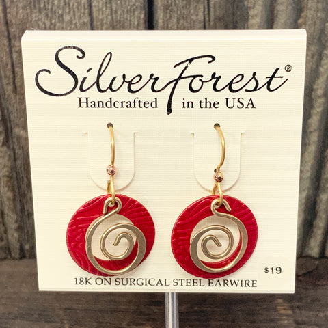 Red and Gold Swirl Earrings