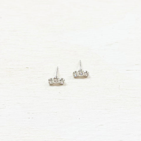SS CZ Stacked Stud Earrings
