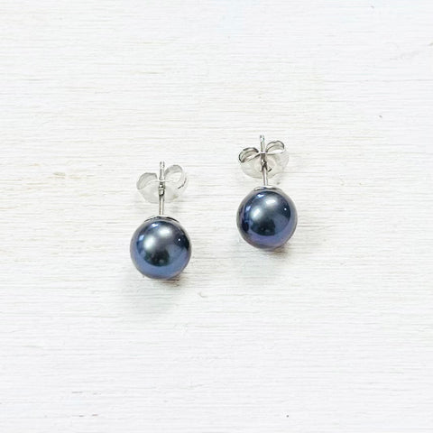 Sterling Silver Iridescent Imitation Pearl Studs