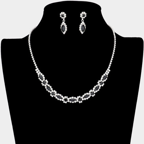 Fashion Black and Rhinestone Necklace Set
