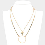 Fashion Triangle and Circle 2 Piece Necklace Set