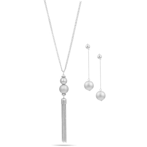 Fashion Silver Tone Tassel Necklace Set