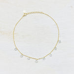 SS  Gold Plated CZ Dangle Anklet