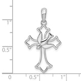 Sterling Silver Fleur de Lis Cross with Dove Pendant Necklace