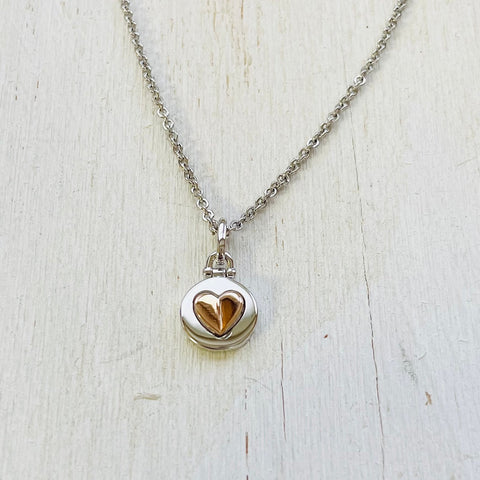 Sterling Silver Rose Gold Heart Pendant Necklace