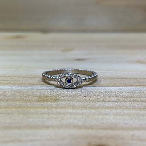 Sterling Silver Evil Eye CZ Ring