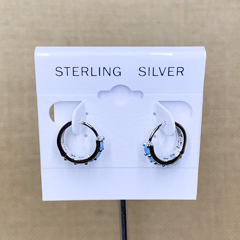 Sterling Silver Turquoise Huggie Hoops