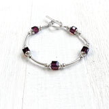 Sterling Silver February Cube Toggle Bracelet