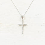 Sterling Silver CZ Cross Necklace