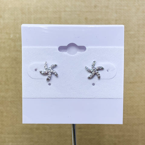 Silver Tone Pave Starfish Fashion Studs