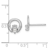 Sterling Silver CZ Claddagh Earrings