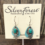 Layered Silver and Turquoise Earrings