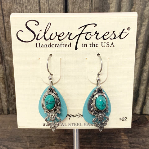 Layered Silver and Turquoise Earrings