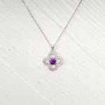 Sterling Silver February Clover Necklace