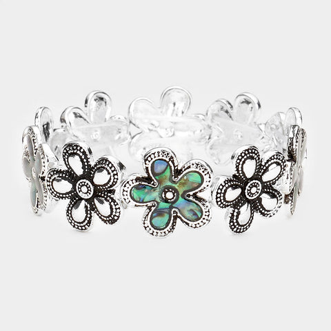 Fashion Abalone Flower Stretch Bracelet
