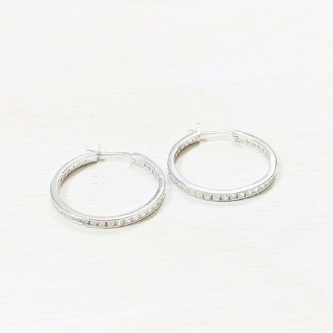 Sterling Silver CZ Hoops