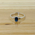 Sterling Silver Oval Shaped Navy Blue Stone Ring