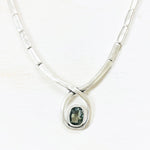 Fashion Silver Tone Light Green Stone Pendant Necklace