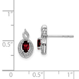 Sterling Silver Genuine Garnet and Diamond Earrings