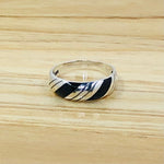 Sterling Silver Black and Silver Stripes-Size 7