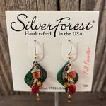 Silver Forest leaf acorn dangle earrings