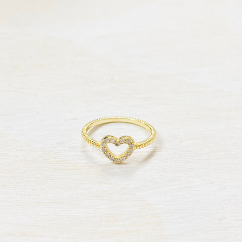 SS w/ GP Heart CZ Ring