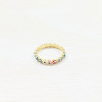 Sterling Silver Gold Tone Rainbow Evil Eye Ring