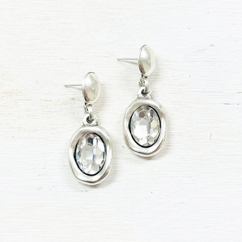 Fashion Oval Clear Stone Earrings