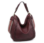 Wine Aris Hobo Bag with Embroidered Guitar Strap