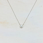 Sterling Silver Pearl and CZ Necklace