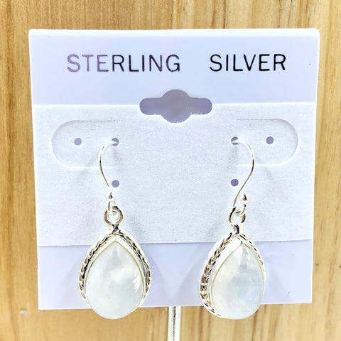 Sterling Silver Rainbow Moonstone Teardrop Earrings