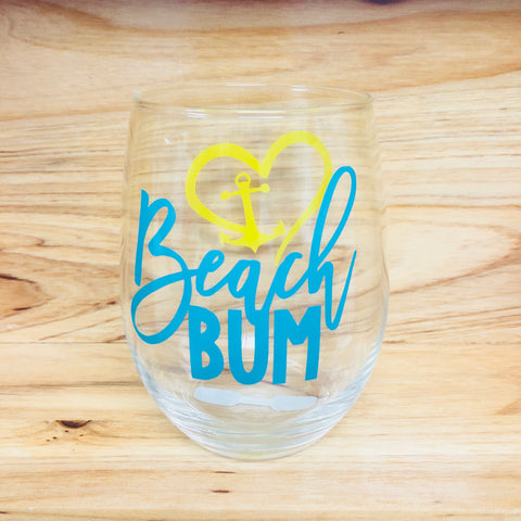 Beach Bum Stemless Wine Glass