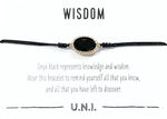 Wisdom Bracelet- Black Cord- Gold