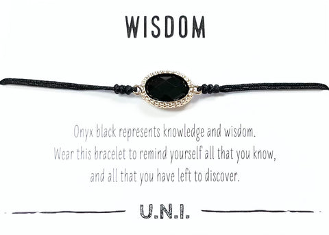 Wisdom Bracelet- Black Cord- Gold