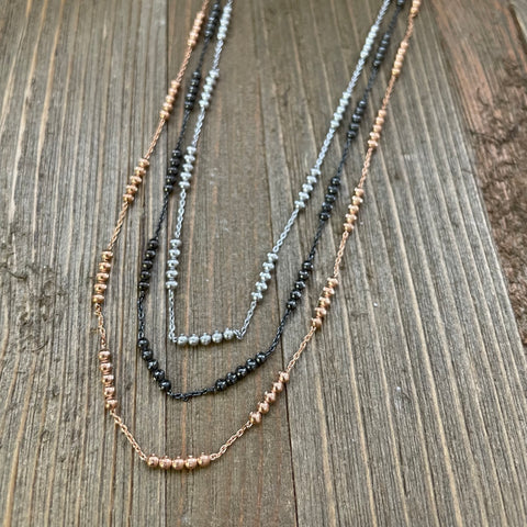 SS Layered Tri Tone Necklace
