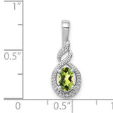 Sterling Silver August Genuine Peridot and Diamond Necklace