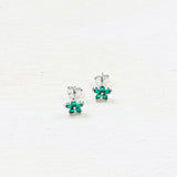 Sterling Silver CZ Flower Earrings