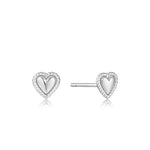 Ania Haie Silver Rope Heart Stud Earrings