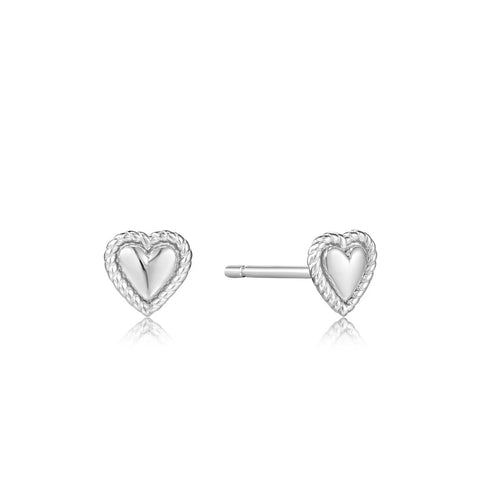 Ania Haie Silver Rope Heart Stud Earrings