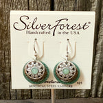 Silver Forest Green Aventurine Dangle Earrings