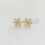 Gold Tone Sterling Silver Snowflake Earrings