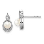 Sterling Silver June Freshwater Cultured Pearl & Genuine Diamond Twist Earring