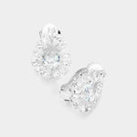 Fashion Silver Tone Cluster Clip On Earrings