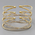 Fashion Crisscross Rhinestone Pave Statement Cuff Bracelet