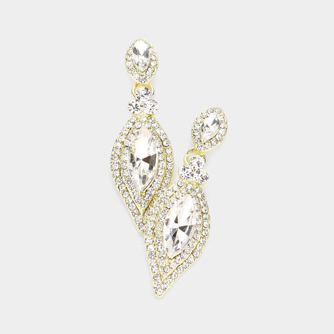 Fashion Gold Tone Rhinestone Dangle Earrings