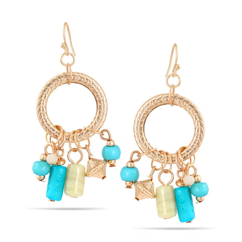 Fashion Gold Tone Turquoise Dangle Earrings