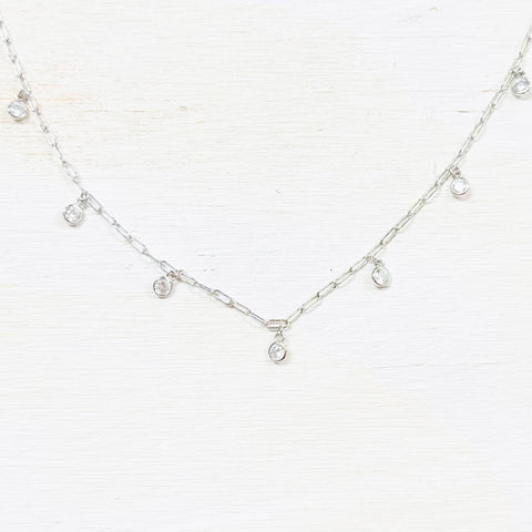 Sterling Silver Dangle Stones Necklace